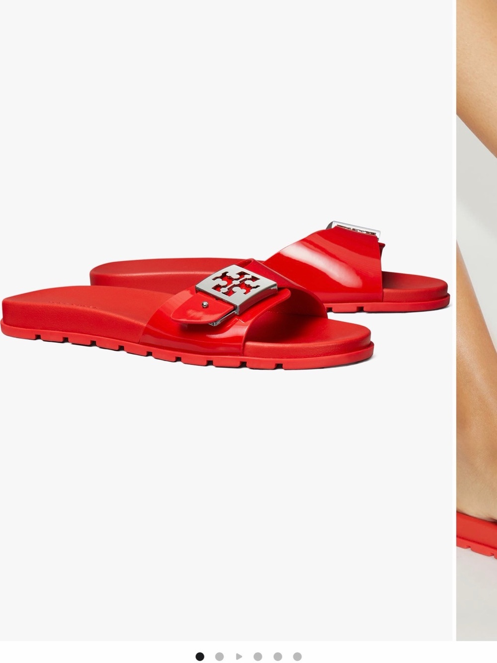 Tory Burch Buckle Slide Sandal Red Patent